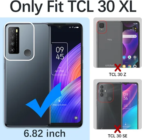 Vista 2 de Funda para teléfono TCL 30 XL, 30XL T701DL para mujer, con purpurina, suave, elegante, TPU transparente, de lujo, linda funda protectora con correa