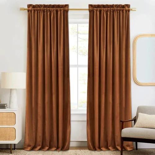 Vista 20 de RYB HOME Cortinas opacas de terciopelo para dormitorio, aislamiento térmico, privacidad, luz solar, bloqueo de calor, cortinas lujosas con bolsillo