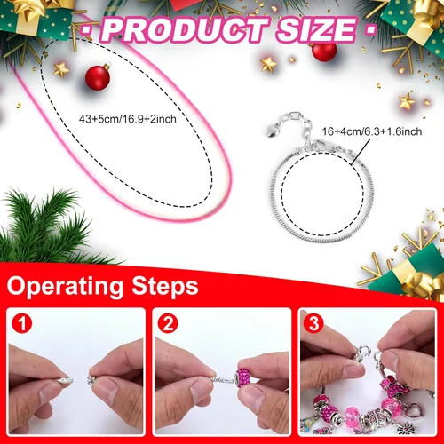 Vista 3 de MJartoria Pink Jewelry Calendario de Adviento 2025 para adolescentes adultos, joyería rosa intenso, cuenta regresiva de 24 días de Navidad, incluye