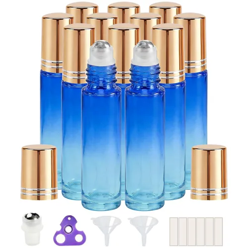 Vista 41 de PrettyCare 6 piezas, botellas roll-on de 10 ml para aceites esenciales con bola de rodillo de acero inoxidable - Botellas rellenables a prueba