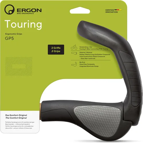 Vista 2 de Ergon Puños ergonómicos GP5 de bloqueo - Extremos de barra extendidos para MTB, Touring, Commuter y E-Bike Comodidad y Control