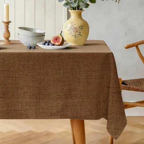 Vista 11 de Mantel rectangular de lino natural, mantel ligero con textura de otoño de 52 x 70 pulgadas, resistente al agua, resistente a las manchas, mantel
