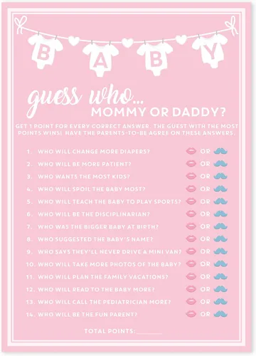 Vista 7 de Party Hearty Juegos de baby shower, adivina quién mamá o papá - azul 30 tarjetas azules, juego de adivina quién, divertidas tarjetas de actividad