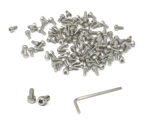 Vista 32 de iexcell Kit de tornillos de cabeza hexagonal de acero inoxidable 304, 100 unidades M2 x 0.157 in, paso de rosca de 0.016 in