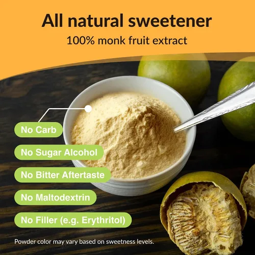 Vista 4 de NAMANNA Edulcorante puro de fruta de monje: cero calorías, cero carbohidratos, seguro paleo (50% Mogroside V, 2.47 onzas, 1,400 porciones)