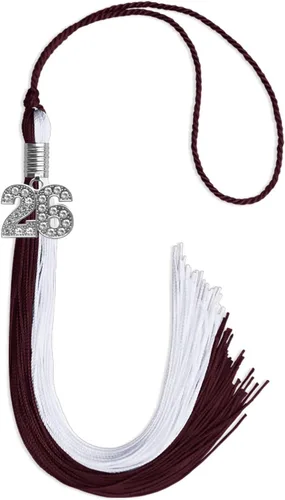 Vista 237 de Endea Graduation Borla de doble color con dije de plata brillante (negro/oro antiguo, 2025)