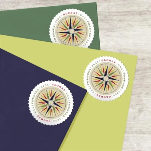 Vista 3 de 1794 Compass Rose 2025 (hoja de 10) Sellos postales de correo de primera clase Global Forever International Rate