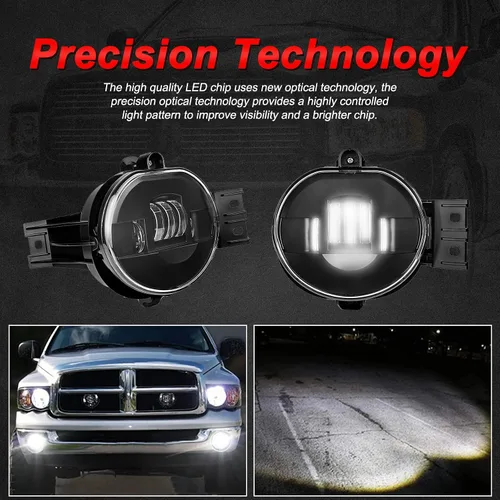 Vista 2 de Nueva Versión Luces Antiniebla LED para 2002-2008 Dodge Ram 1500, 2003-2009 Dodge Ram 2500/3500, para 2002 2003 2004 2005 2006 2007 2008 2009 Dodge