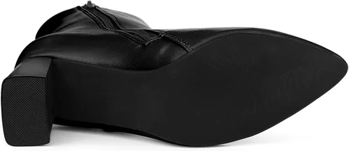 Vista 6 de Allegra K Botines de tacón grueso con punta puntiaguda para mujer