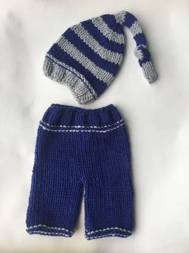 Vista 3 de Accesorios de fotografía para recién nacidos, trajes de punto para bebé, niño, niña, sombrero de ganchillo, pantalones, accesorios para sesión