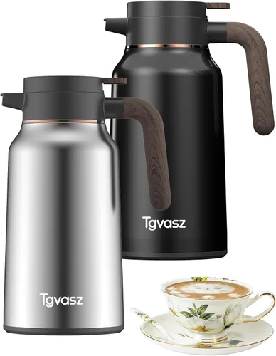 Vista 23 de Jarras de 34 onzas para líquidos calientes, de acero inoxidable, aisladas al vacío, jarras de café térmicas para mantener el calor, dispensador