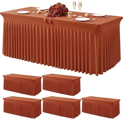 Vista 18 de Wish Care Paquete de 2 manteles de elastano elástico azul bebé para mesas rectangulares de 4 pies, manteles ajustables sin arrugas de 4 pies