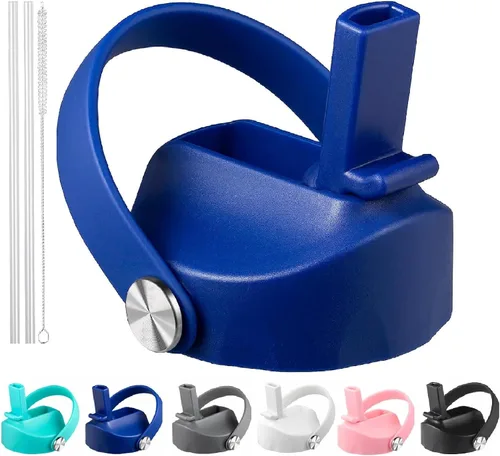 Vista 8 de Tapa de popote compatible con Hydro Flask de boca ancha de 12, 16, 18, 32, 40 onzas, tapas con popote para accesorios de botellas de agua, tapa