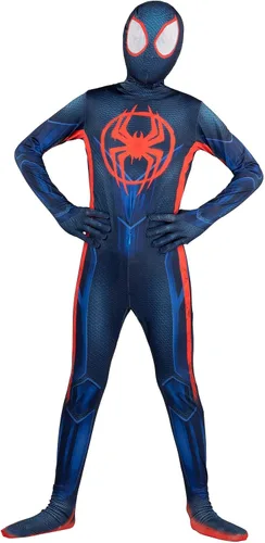Vista 3 de Marvel - Traje clásico de Spider-Man Miles Morales Zentai para niños, disfraz de Spiderman para Halloween, talla XS