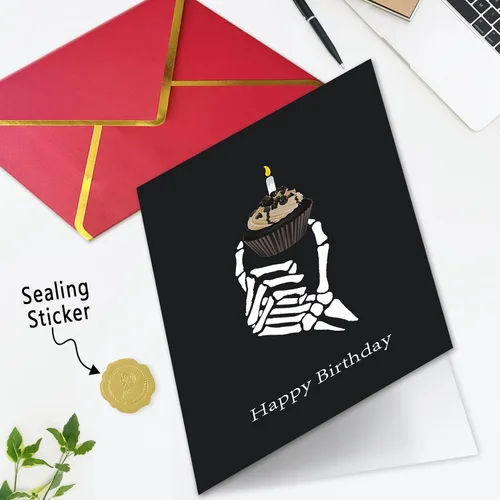 Vista 5 de Ziwen Tarjeta de Cupcake de Cumpleaños Grosera, Regalos Divertidos del Día Gótico para Ella y Él, Tarjeta de Feliz Cumpleaños para Hombres
