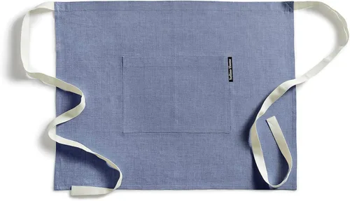 Vista 17 de Solino Home Delantal de lino estilo bistró para servidor, lazos extralargos con bolsillos, medio delantal de lino 100% puro para hombres y mujeres