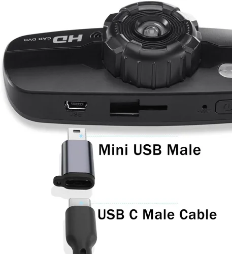Vista 5 de QIANRENON Adaptador mini USB macho a USB C hembra de 480 Mbps de 18 W, conector USB a conector de datos, aleación AL/agujero para colgar