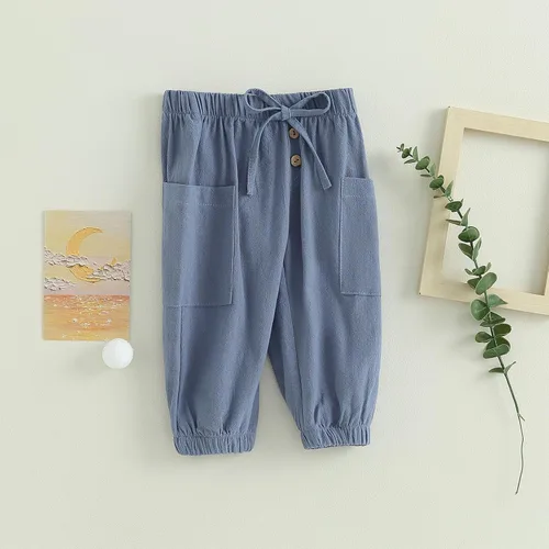 Vista 8 de Pantalones deportivos de algodón para bebé, niño y niña, pantalones de harén hippie, pantalones de carga para bebés, pantalones largos de otoño