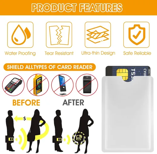 Vista 7 de Ouligay Juego de 10 fundas de bloqueo RFID, juego de soporte para tarjetas de crédito y protector de tarjeta de identidad