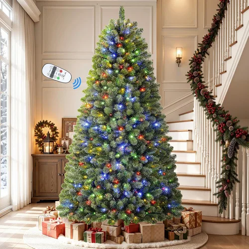Vista 11 de Árbol de Navidad clásico preiluminado artificial de 6 pies con control
