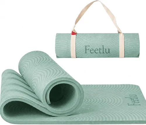 Vista 12 de Extra Thick 12mm Exercise Mat, 74" x 26", Non-Slip with a Yoga Strap
