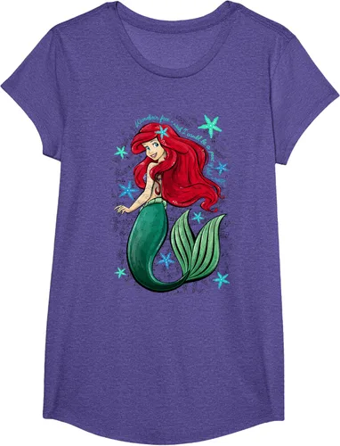Vista 18 de Disney The Little Mermaid - Camiseta con notas musicales de Ariel, talla S Blanco