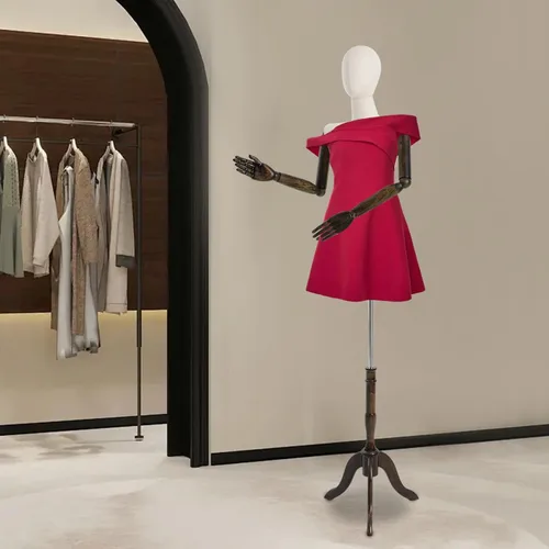 Vista 2 de Exhibición de la forma del vestido femenino Forma de vestido de torso de maniquí femenino Modelo de vestido de costura con brazos desmontables