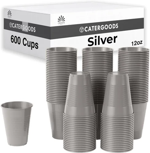 Vista 24 de Party Solids Vasos de plástico negros - 12 onzas, paquete de 100