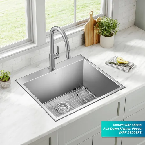 Vista 3 de Kraus KHT301-25 Standart PRO Kitchen Fregadero de Cocina de Acero Inoxidable, 25 Pulgadas
