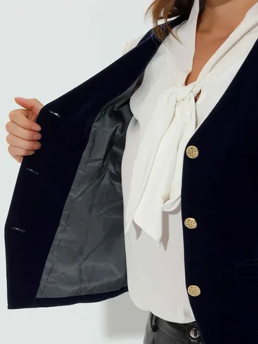 Vista 5 de Allegra K Chaleco de terciopelo steampunk para mujer, sin mangas, con botones, cuello en V, chalecos de traje