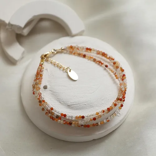 Vista 48 de Gempires - Pulseras de cuentas naturales de múltiples hebras, ligeras, hechas a mano, hipoalergénicas, de 8 pulgadas, chapadas en oro, elegantes