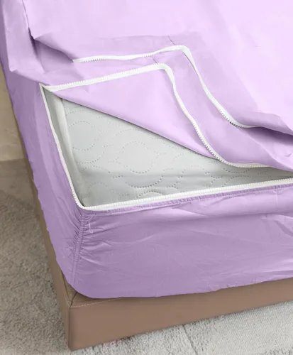 Vista 26 de Twin Zip Sheet 39x75-3 Piece Full Size Zipper Fitted Sheet - 1 Base & 2 Top Sheet - 1200TC 100% Cotton Breathable & Cooling - Fits 15" Deep Pockets