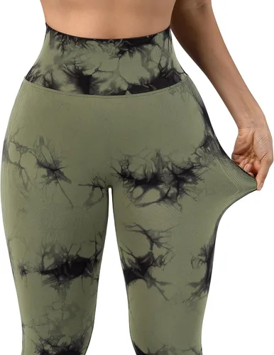 Vista 5 de OMKAGI - Leggings levanta glúteos para mujer, pantalones deportivos de yoga con diseño de tiro alto y sin costuras