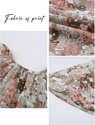 Vista 6 de SimpleFun Blusa de verano de manga corta con cuello en V floral para mujer