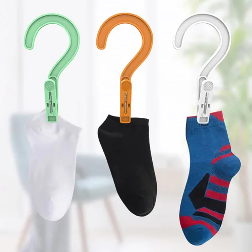 Vista 3 de 24 piezas de ganchos de plástico para ropa, súper resistentes, para colgar en baño, ideales para viajes, multicolor