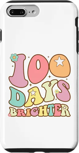 Vista 12 de 100 Days Brighter Happy 100th Day of School Groovy Kids Girl Case for iPhone XR