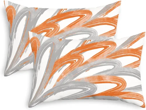 Vista 9 de CaliTime Juego de 2 fundas de almohada decorativas de vellón de dos tonos con plumas abstractas para sofá, cama, decoración de casa rural, 16 x 16