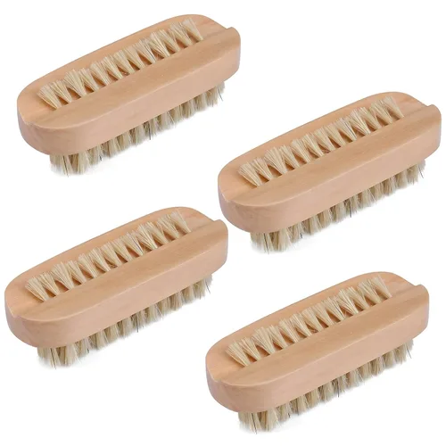 Vista 9 de Cepillos de limpieza de uñas de plástico para uñas de 2 caras, cepillo antideslizante para uñas, paquete de 4 (rosa y morado)