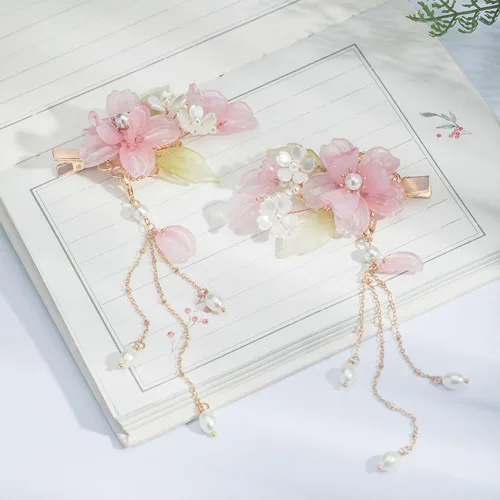 Vista 4 de 2pcs Retro Rosa Flor Horquilla Duckbill Clips Pasadores de Pelo Borla Colgante Accesorios para el Cabello MGPFERD