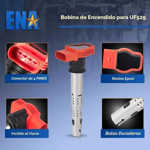 Vista 2 de ENA Bobinas de encendido UF529 compatibles con 2.0T Audi A4 A6 Volkswagen VW CC Passat GTI 2008 2009 2010 2011 2012 2013 2014 2015 2016 2.0 paquetes