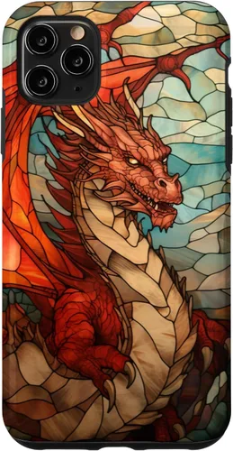Vista 12 de Funda medieval para iPhone 11 con diseño de dragón de color rojo