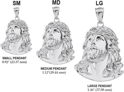 Vista 2 de Collar con dije de cabeza de Jesús, joyería religiosa, 0.92 pulgadas