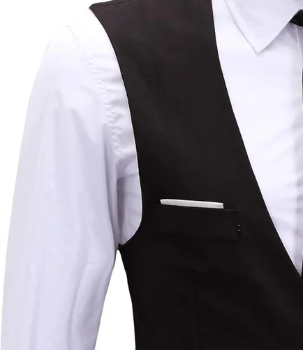 Vista 4 de ERZTIAY Vestido formal para hombre, de negocios, ajustado, sin mangas, chaleco