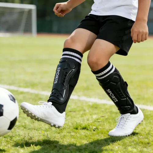 Vista 7 de Espinilleras de fútbol para niños y jóvenes, espinilleras y calcetines largos de fútbol para niños de 3 a 15 años de edad, niñas, niños pequeños
