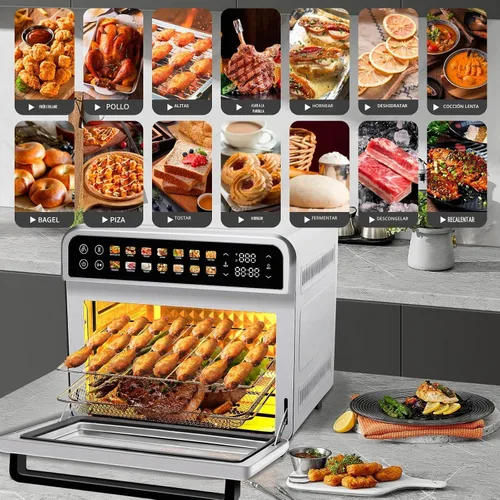 Vista 3 de SEEDEEM Combo de freidora de aire de 32 cuartos de galón, horno de convección extra grande 14 en 1 con pantalla táctil LED, horno de encimera