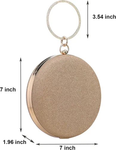 Vista 3 de Bolso redondo de noche con purpurina brillante y asa superior para fiesta cruz bolso de hombro para boda novia