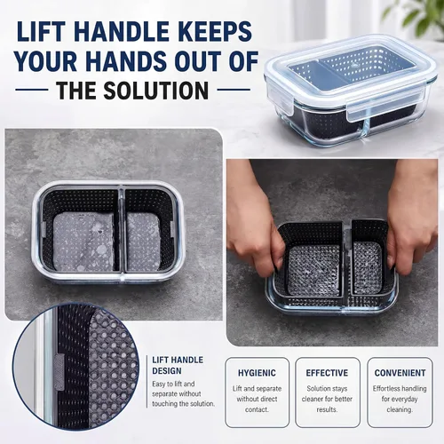 Vista 4 de Iso Soak Container Cleaning Box Station Glass Dual Separate, 6.7" X 5" X 2
