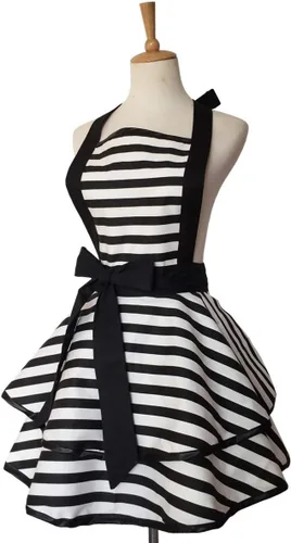 Vista 2 de Hyzrz Delantales retro de algodón hechos a mano para mujeres y niñas, delantal de cocina para tartas, cocina, regalo de madre (negro)