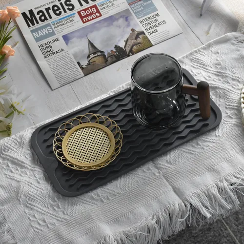 Vista 5 de Tapete de silicona para secado de platos para múltiples usos, fácil de limpiar, ecológico, tapete escurridor de platos resistente al calor