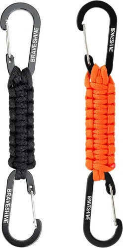 Vista 11 de BRAVESHINE Mosquetón de llavero con clip de paracord, gancho de anillo en D para lanyard, colgador para cochecito, llavero para botella de agua